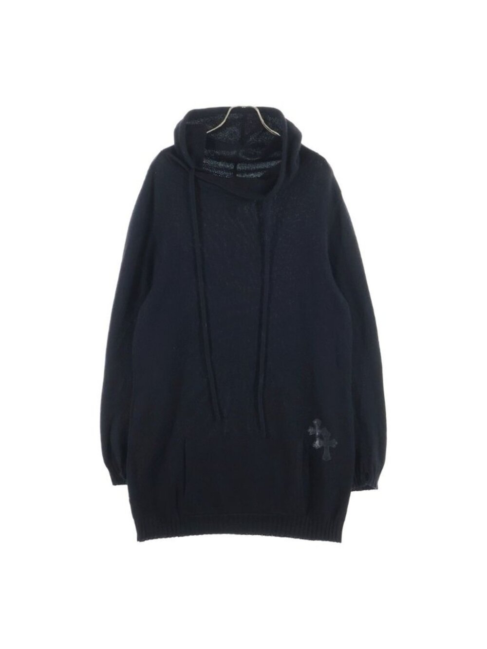 Chrome Hearts Y NOT Cashmere Pullover Knit Hoodie Black with Cross Patch